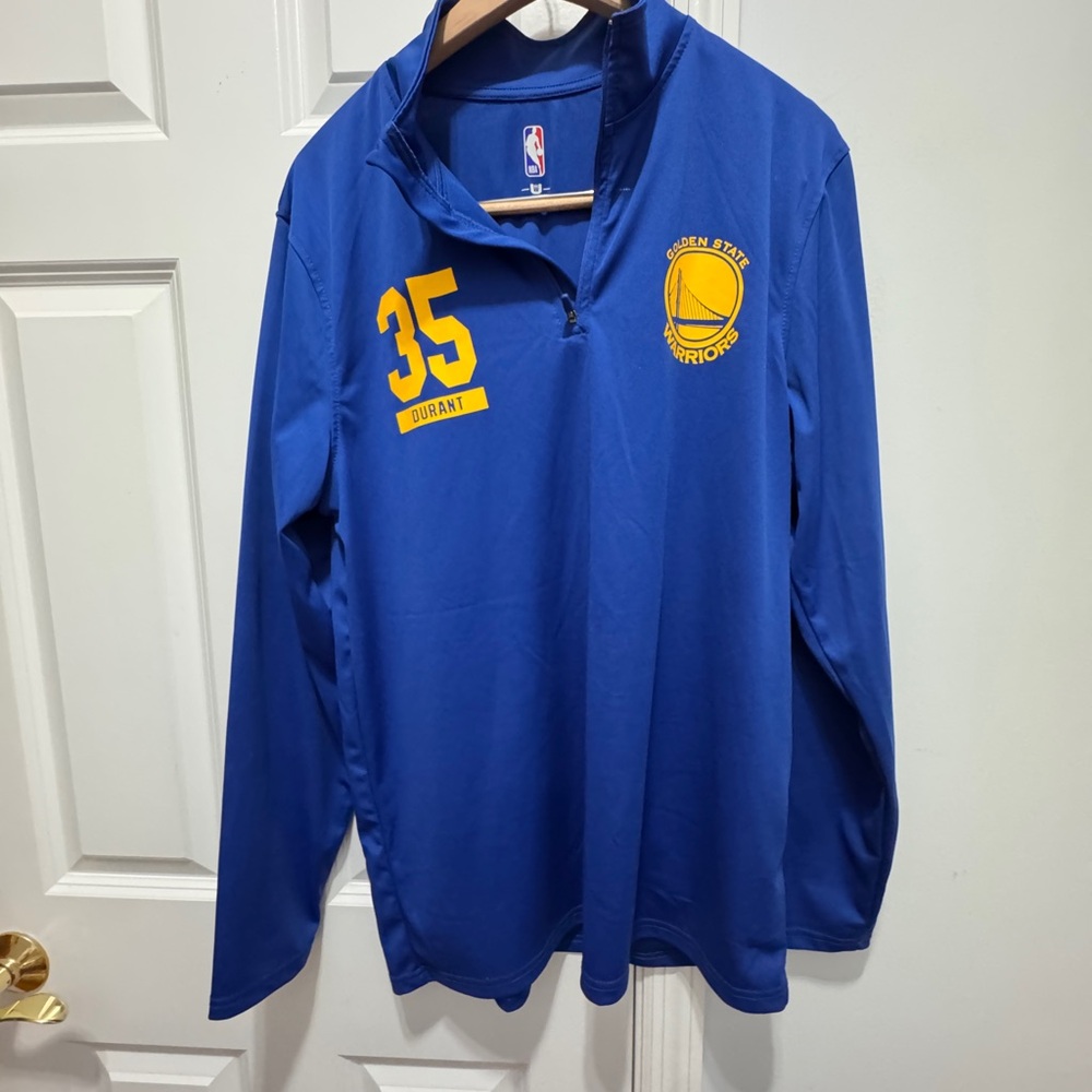 NBA Golden State Warriors Blue and Gold 1/4 zip pullover Durant 35 size large
